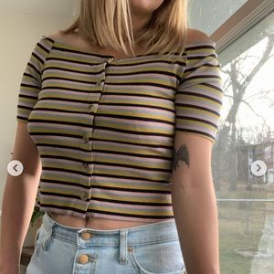 Off the shoulder striped top 🌈